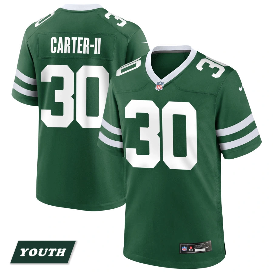 Youth New York Jets Legacy Green #30 Michael Carter II Game Jersey Youth New York Jets Legacy Green #30 Michael Carter II Game Jersey